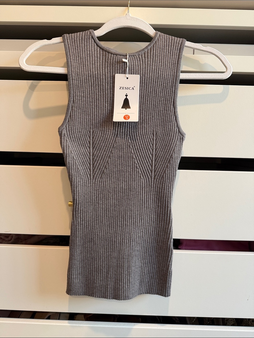 Zesica Ribbed Sleeveless Tank Top in Gray